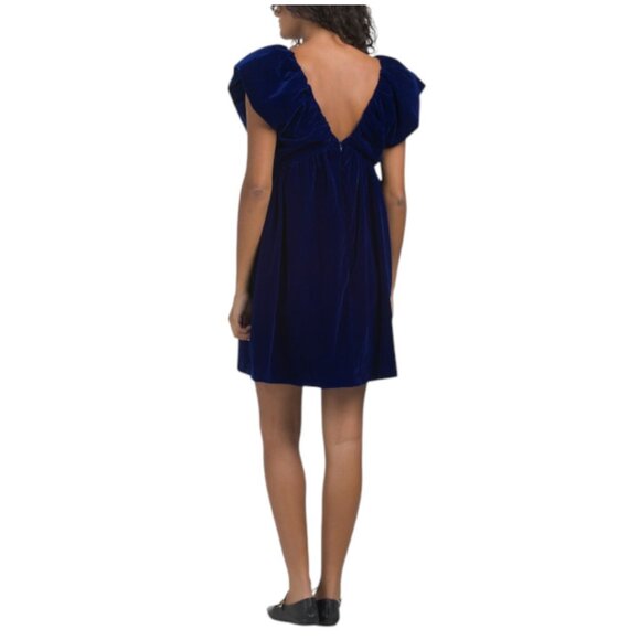 ENDLESS ROSE Navy Velvet Satin Bow Mini Dress - Picture 2 of 2